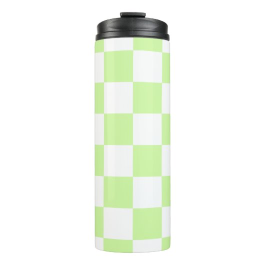 Pastel groen geruit gingham patroon thermosbeker (Voorkant)