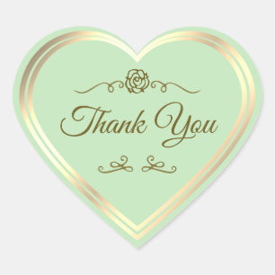 Pastel Groen Goud Lijst en  Roos Bedankt Hart Sticker