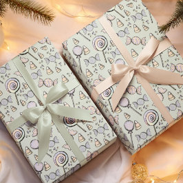 Pastel Groen Halloween Snoep Baby en Kinder Cadeaupapier