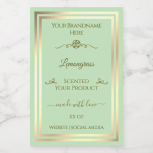 Pastel Groen Product Label Goud Lijst Roos Voedselcontainer Etiket