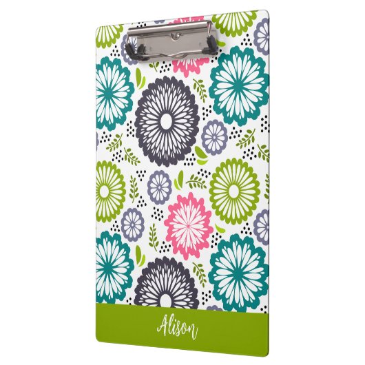 Pastel groen roze blauwgroen bloemetjes Bloemenna Klembord (Links)