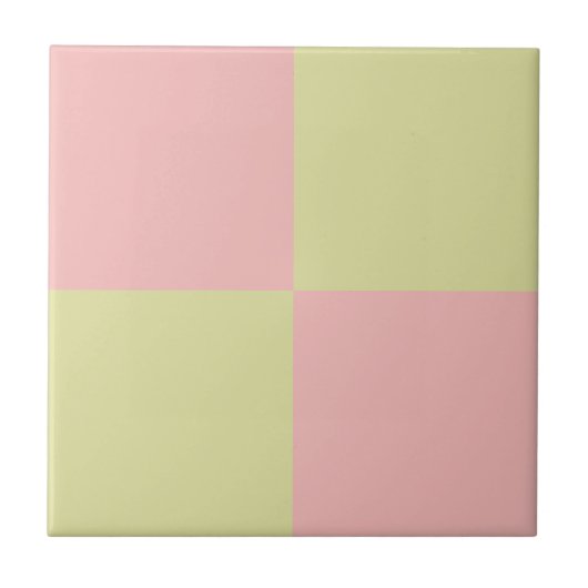 Pastel Groen Roze Checkerboard Modern Minimalist Tegeltje (Voorkant)