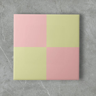 Pastel Groen Roze Checkerboard Modern Minimalist Tegeltje