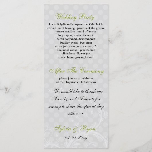 pastel groen Trouwprogramma Programma (Achterkant)