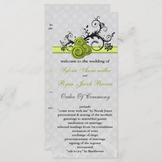 pastel groen Trouwprogramma Programma (Voorkant / Achterkant)
