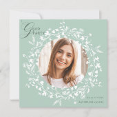 Pastel Groen Wit Wildflower Krans Afstuderen Kaart (Voorkant)