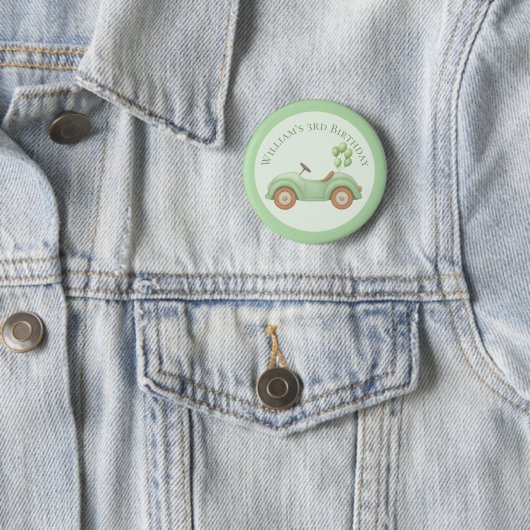 Pastel Groene Auto & Ballon Custom Button (In situ)