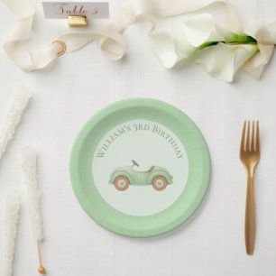Pastel Groene Auto & Ballonpapier Borden Papieren Bordje