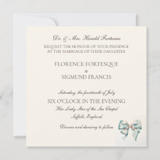 Pastel Groene Boog  jaren 1940 Bruiloft Uitnodigin Kaart