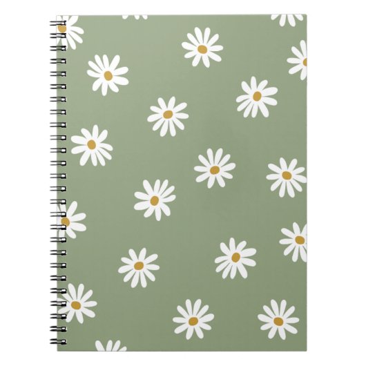 Pastel Groene Daisy Bloem Notitieboek (Voorkant)