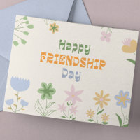 Pastel Groene en Oranje Bloemen Vriendschap Dag