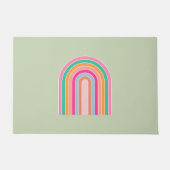 Pastel Groene Retro Regenboog Deurmat (Voorkant)