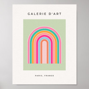 Pastel Groene Retro Regenboog Poster