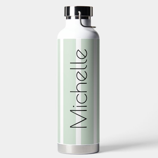 Pastel Groene Strepen met Naam Waterfles (Links)