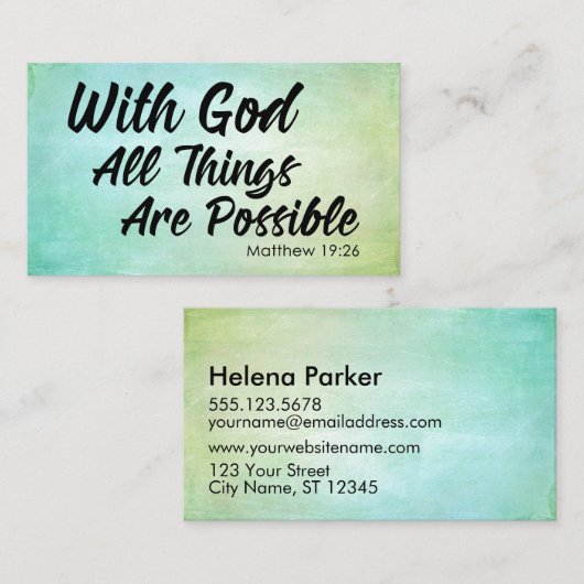 Pastel Grunge Matthew 19:26 Geschikt voor het dele Visitekaartje (Voorkant / Achterkant)