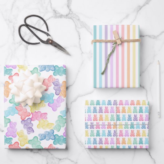 Pastel Gummy Beren Party Wrapping Paper (Voorkant)