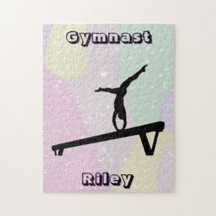 Pastel Gymnast Balansbalk Silhouet Legpuzzel