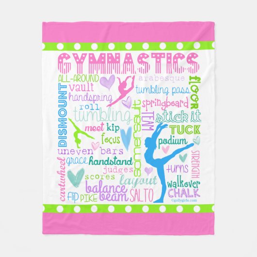 Pastel Gymnastics Words Typografie Fleece Deken (Voorkant)
