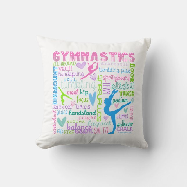 Pastel Gymnastics Words Typografie Kussen (Voorkant)