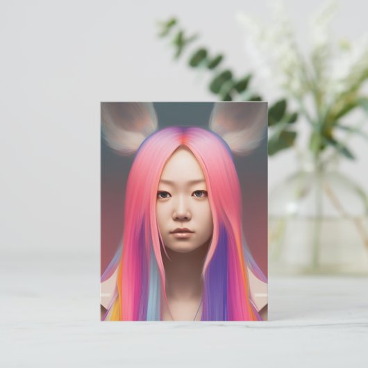 Pastel Haar Vrouw Briefkaart (Staand voorkant)