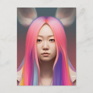 Pastel Haar Vrouw Briefkaart