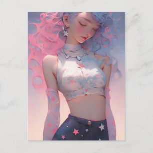 Pastel Haired Vrouw Briefkaart