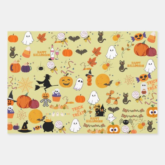 Pastel Halloween Assorted Wrapping Paper (Voorkant)