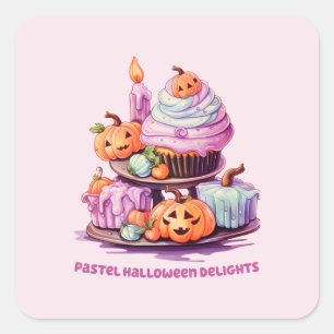 Pastel Halloween Delights Vierkante Sticker