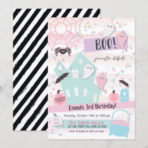 Pastel Halloween-feest Kinderen Verjaardagsuitnodi Kaart