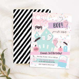 Pastel Halloween-feest Kinderverjaardagsuitnodigin Kaart