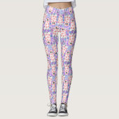 Pastel Halloween Floral Ghosts Leggings (Voorkant)