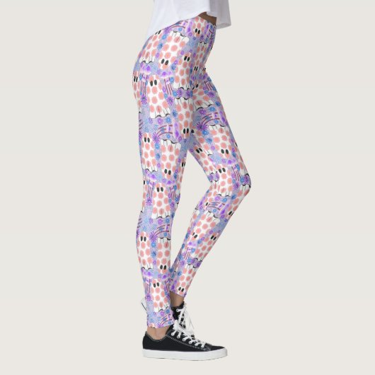 Pastel Halloween Floral Ghosts Leggings (Rechts)