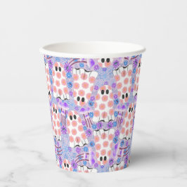 Pastel Halloween Floral Ghosts Papieren Bekers