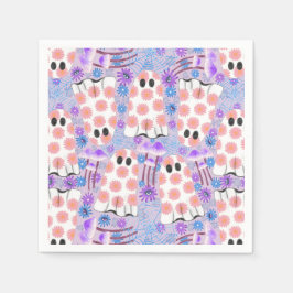 Pastel Halloween Floral Ghosts Servet