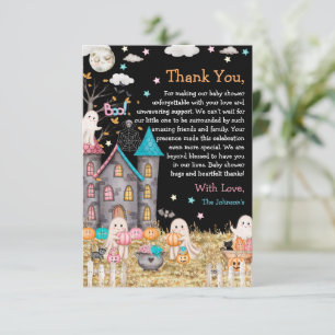Pastel Halloween Geslacht Onthulling Baby Shower Bedankkaart