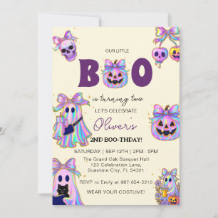 Pastel Halloween Girl Verjaardag Uitnodiging, Spoo Kaart