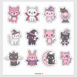 Pastel Halloween Kat En Dier Stickers
