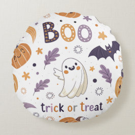 Pastel Halloween Round Pillow – Boo & Ghosts Rond Kussen