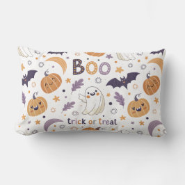 Pastel Halloween Throw Pillow – Cute Ghosts & Pump Kussen
