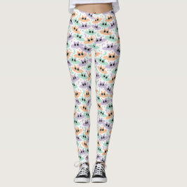 Pastel Halloween Vleermuizen en Sterren Patroon Le Leggings