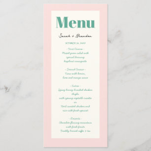 Pastel Handschrift Pinky Green Retro Bruiloft Menu