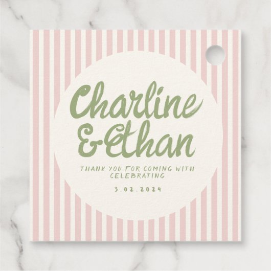 Pastel Handschrift Retro Weddenschap Bedankt voor Bedankjes Labels (Achterkant)