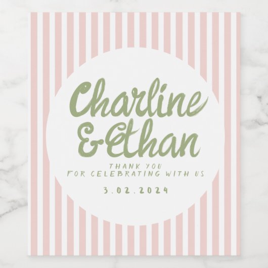 Pastel Handwriting Retro Weddenschap Wijn Etiket (Enkel label)