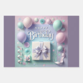 Pastel Happy Birthday Wrapping Paper (Voorkant)