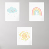 Pastel Happy Rainbow Sun Cloud Girl Nursery Décor (Recto)