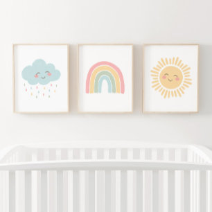 Pastel Happy Rainbow Sun Cloud Girl Nursery Décor