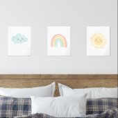 Pastel Happy Rainbow Sun Cloud Meisje Kinderkamer Muurkunst Sets (Slaapkamer)