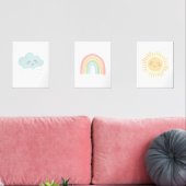 Pastel Happy Rainbow Sun Cloud Meisje Kinderkamer Muurkunst Sets (Woonkamer)