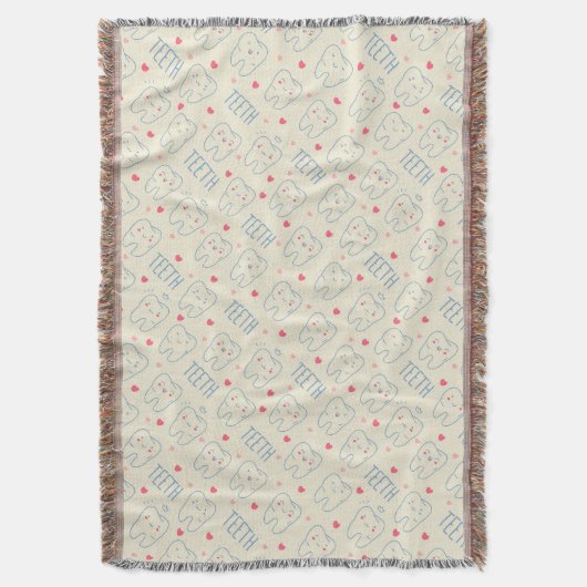 Pastel Happy Teeth Pattern Deken (Voorkant Verticaal)