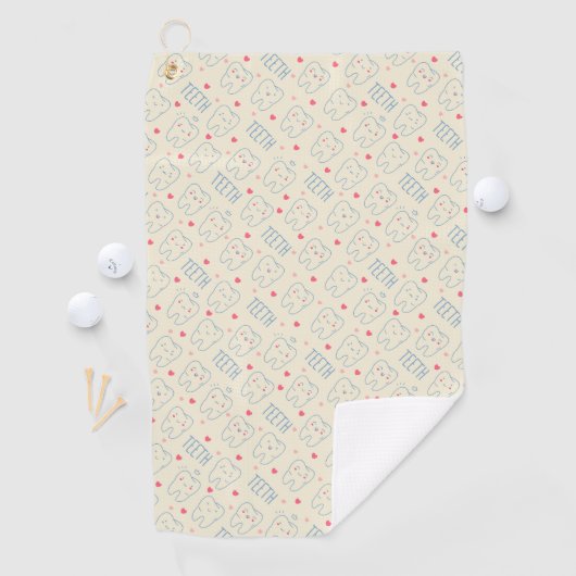 Pastel Happy Teeth Pattern Golfhanddoek (Insitu)